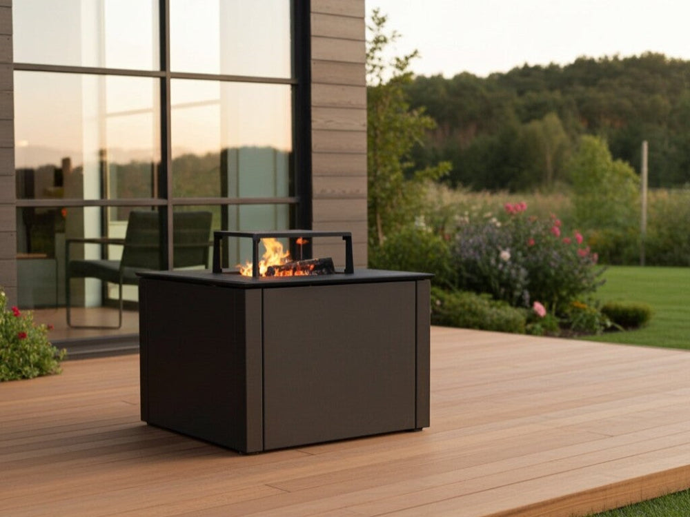 Bålgrill sortlakeret CUBY 60 x 60 x 40 cm
