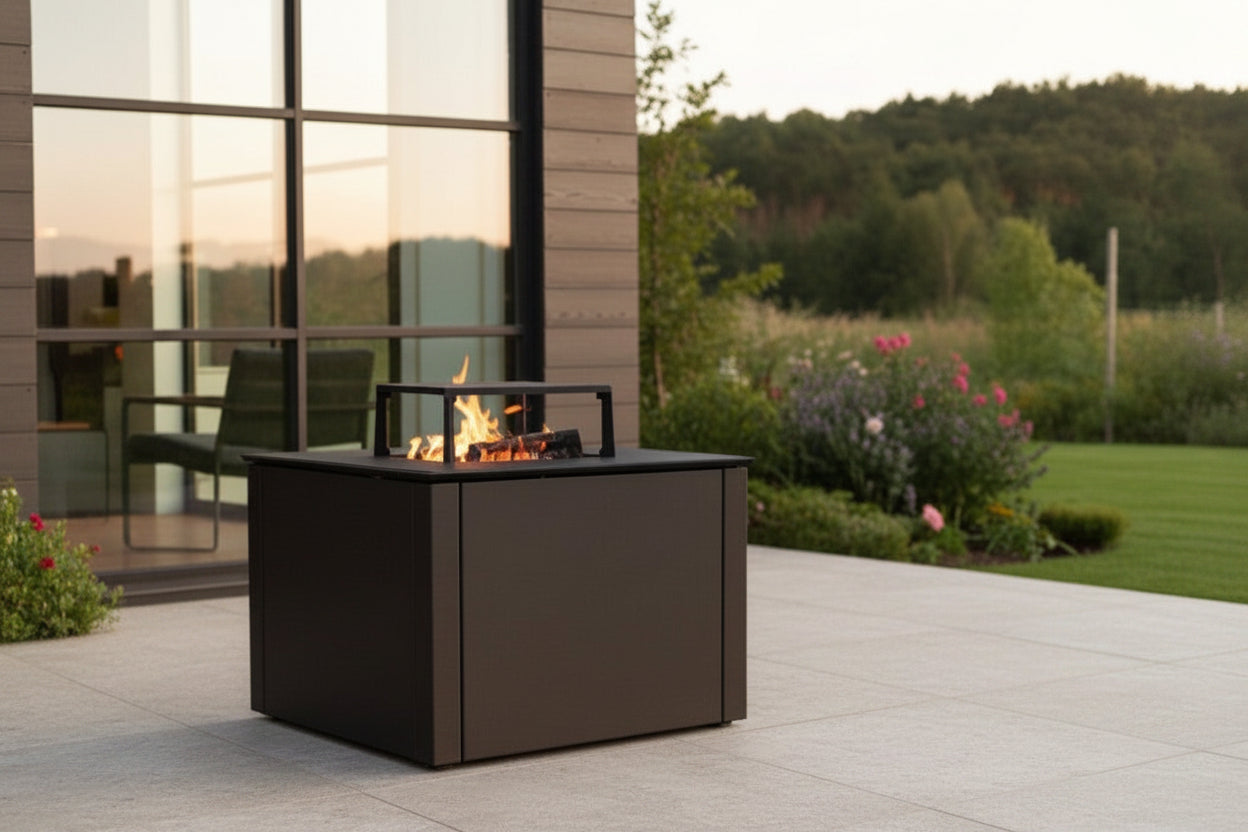 Bålgrill sortlakeret CUBY 60 x 60 x 40 cm