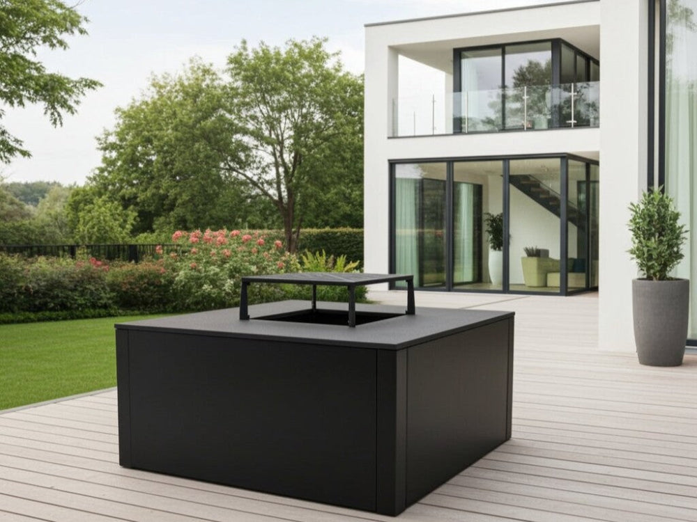 Bålgrill sortlakeret CUBY 80 x 80 x 40 cm