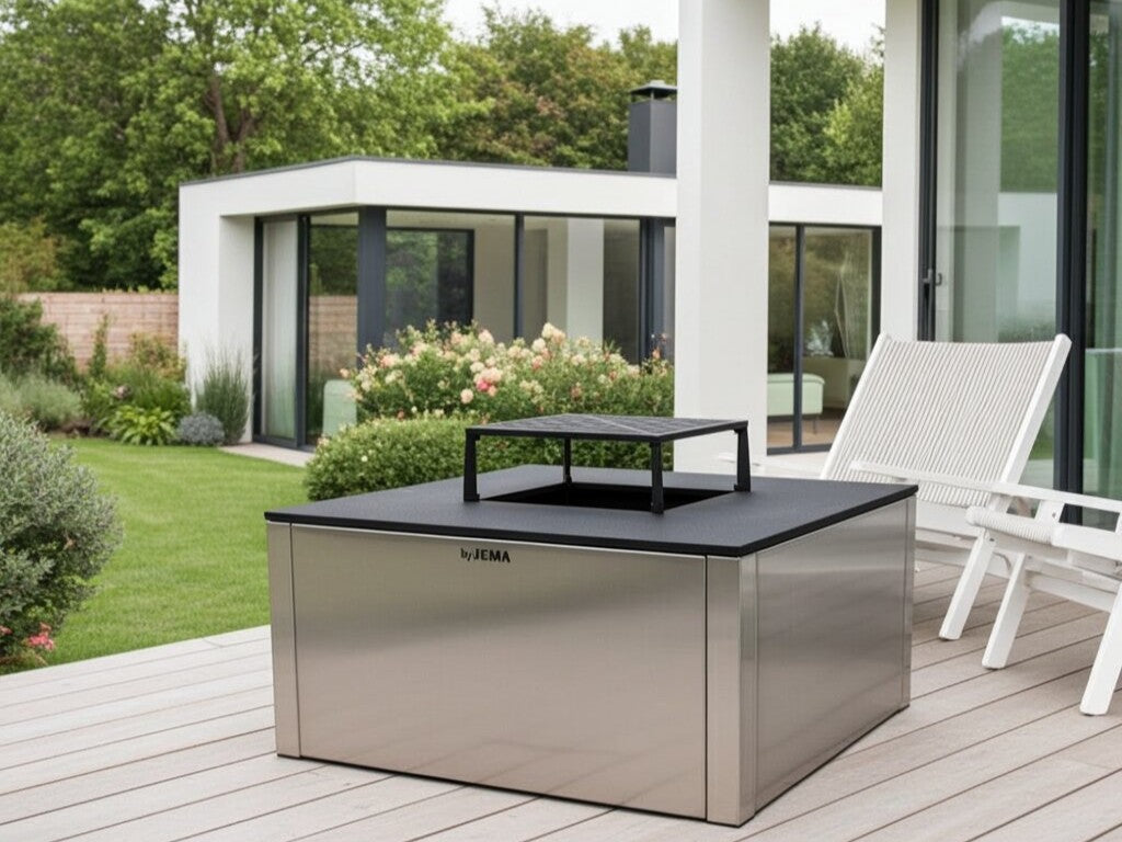 Bålgrill galvaniseret stål CUBY 80 x 80 x 40 cm