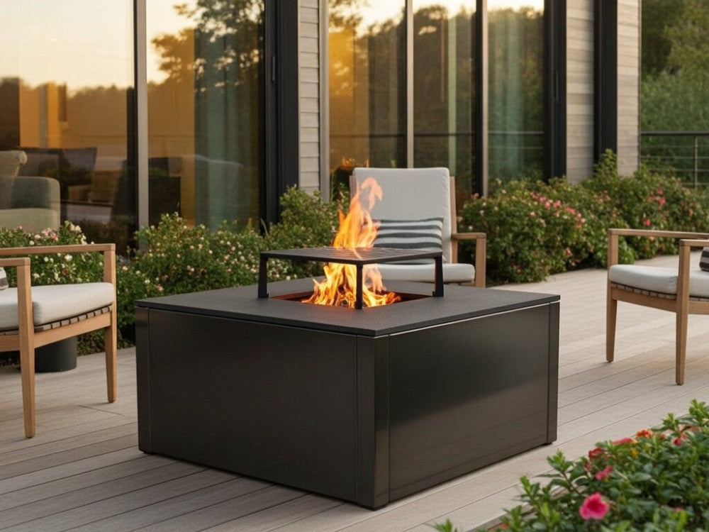 Bålgrill sortlakeret CUBY 80 x 80 x 40 cm