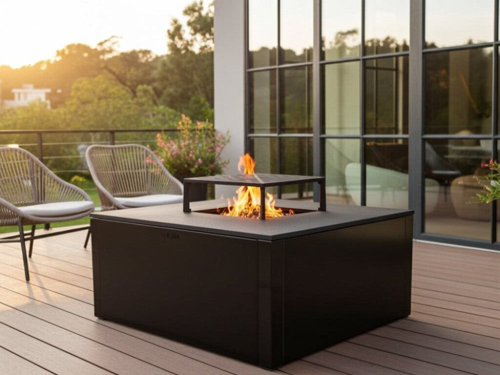 Bålgrill sortlakeret CUBY 80 x 80 x 40 cm