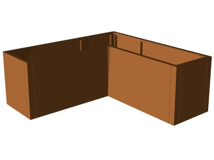 Vinkel plantekasse cortenstål CUBY 40 cm højde - flere længder