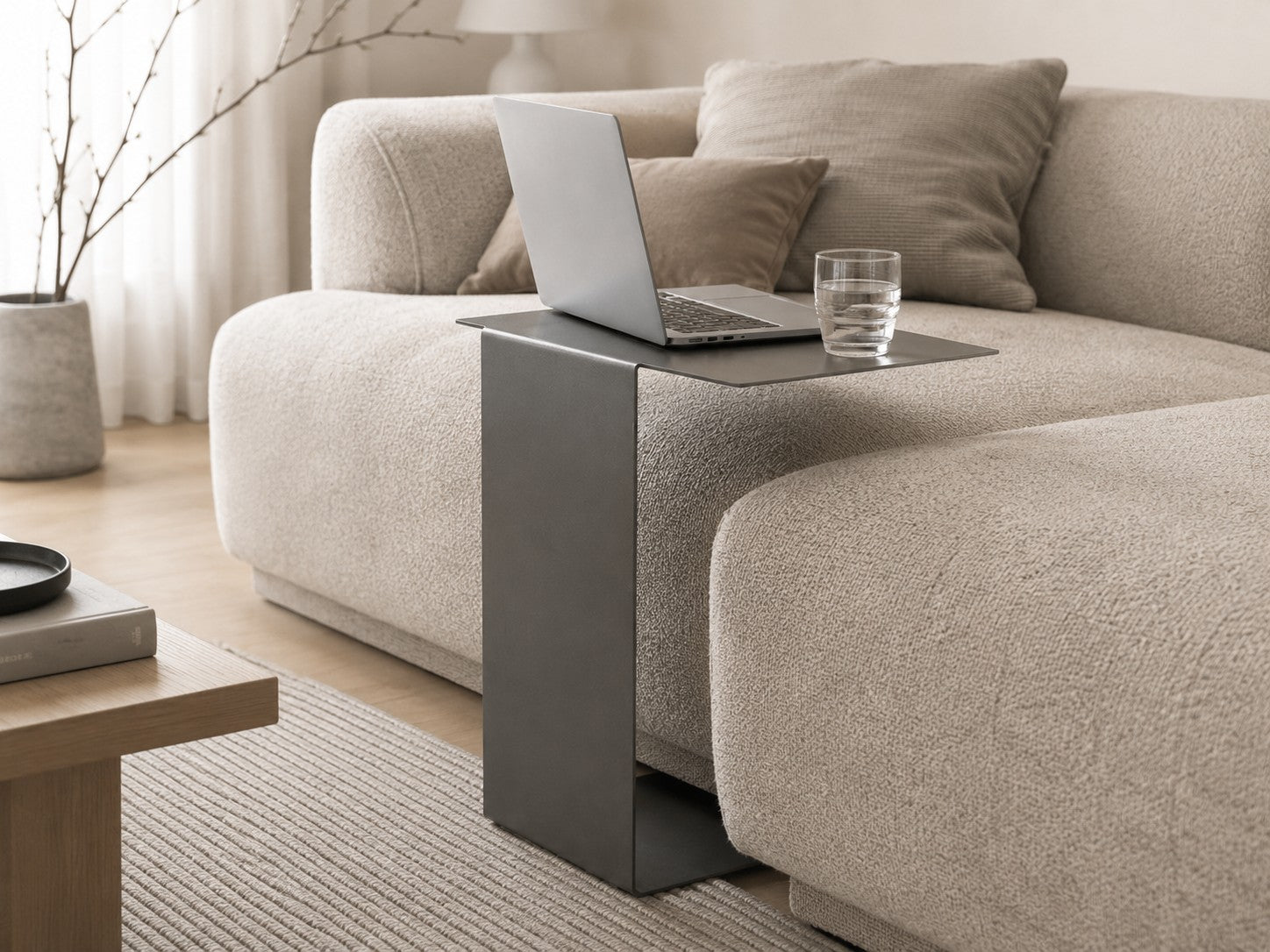 Sidebord BAZE i rå stål 39,5 cm