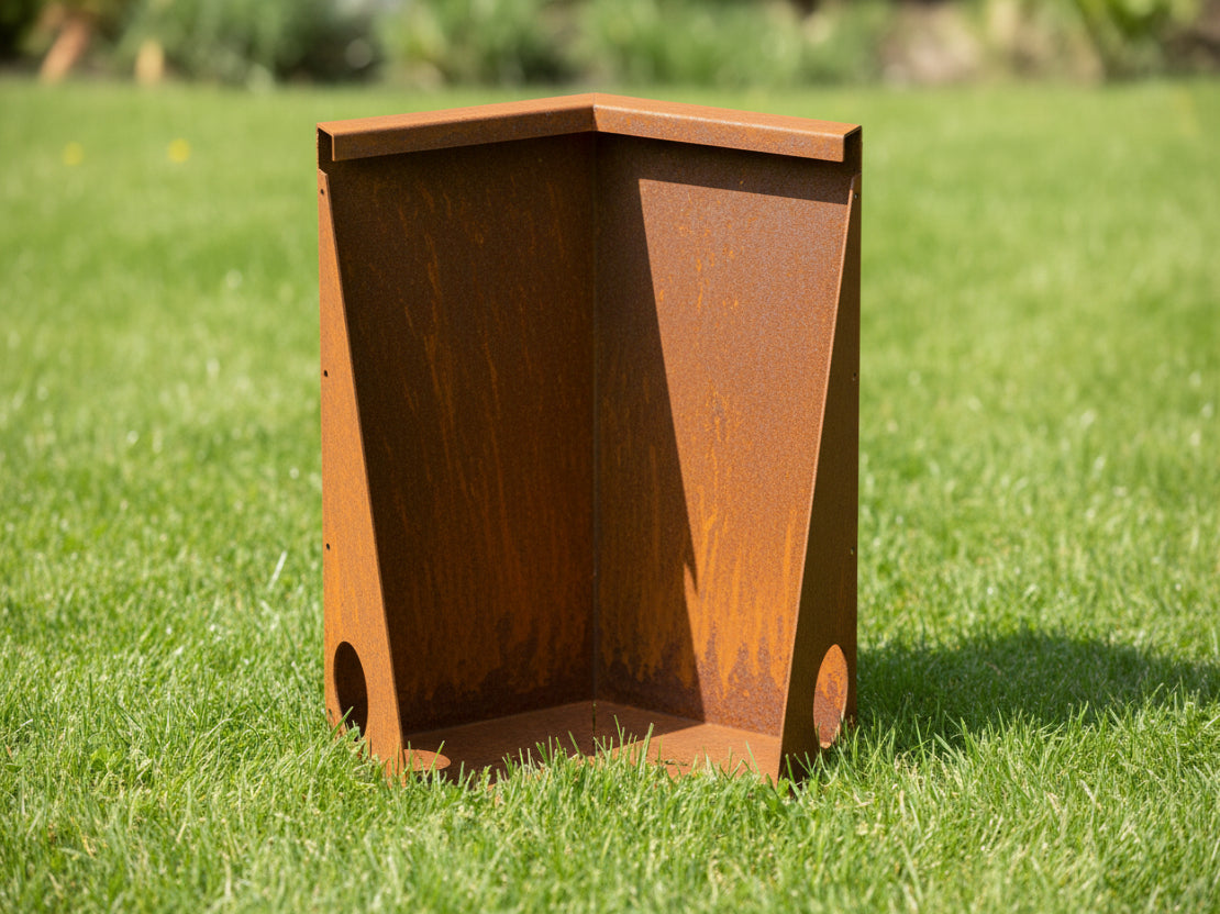 Cortenstål støttemur H60 x 30 x 30 cm - udv. hjørne 45gr