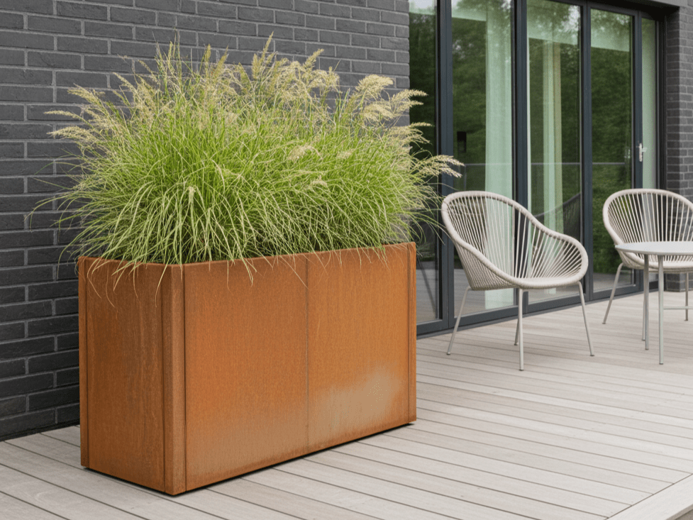 Plantekasse i cortenstål CUBY 150 x 40 x 80 cm