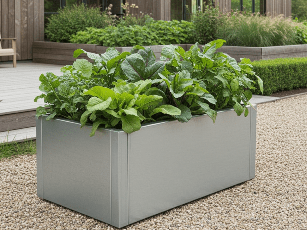 Plantekasse i galvaniseret stål CUBY 80 x 40 x 40 cm