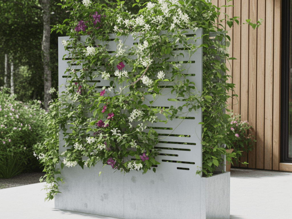 Plantekasse med espalier i galvaniseret stål CUBY 150 x 40 x 40 cm