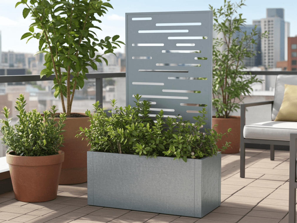 Plantekasse med espalier i galvaniseret stål CUBY 80 x 40 x 40 cm