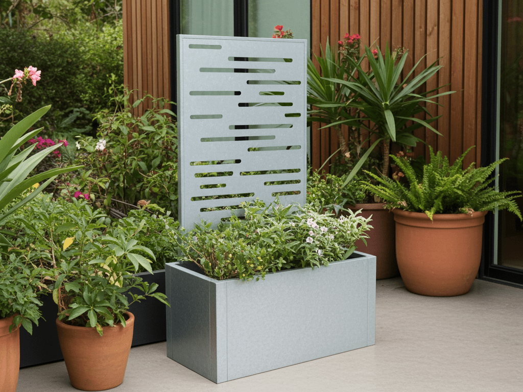 Plantekasse med espalier i galvaniseret stål CUBY 80 x 40 x 40 cm