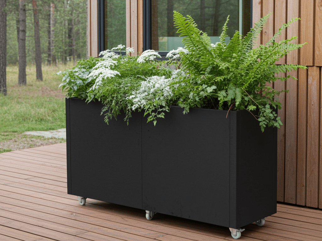 Plantekasse sortlakeret CUBY 150 x 40 x 80 cm