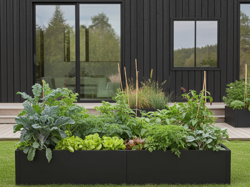 Højbed sortlakeret CUBY. B120 x H40 cm, flere længder