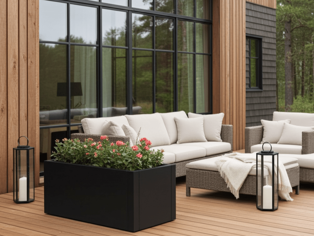 Plantekasse sortlakeret CUBY 80 x 40 x 40 cm