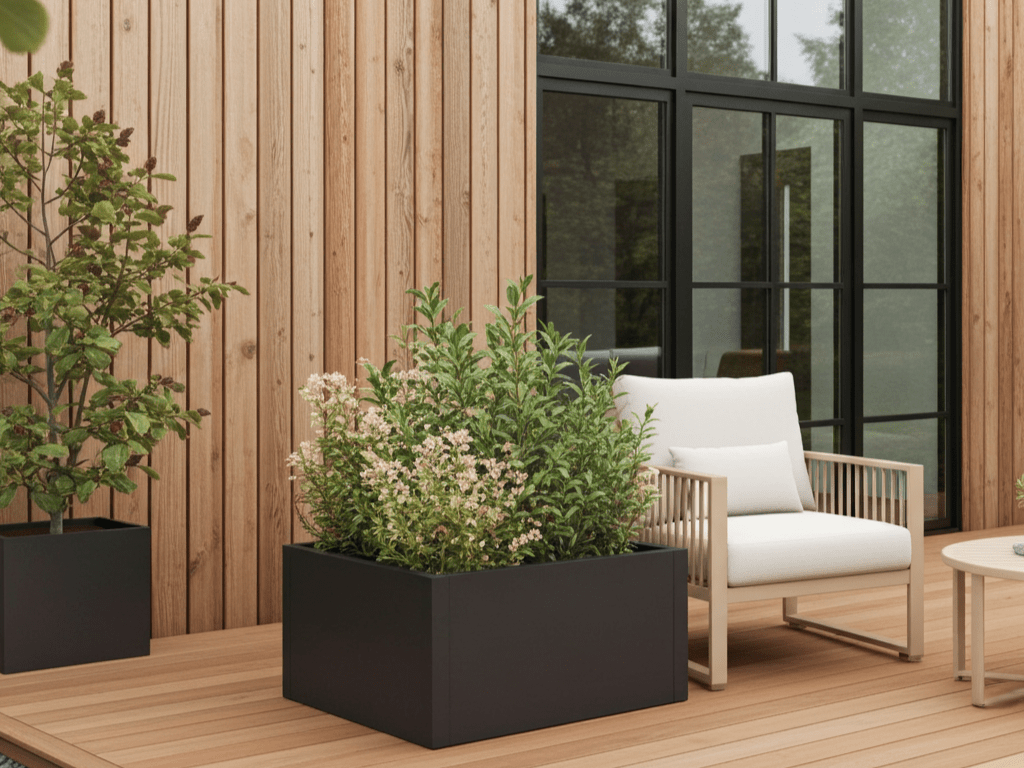 Plantekasse sortlakeret CUBY 80 x 80 x 40 cm