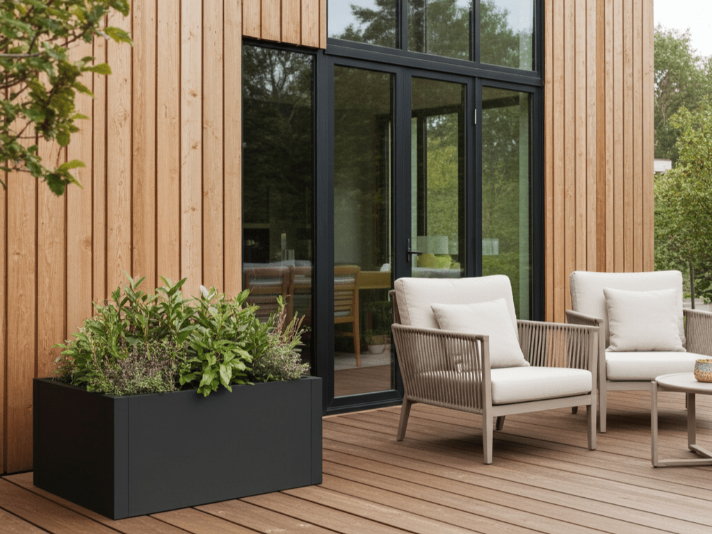 Plantekasse sortlakeret CUBY 80 x 80 x 40 cm