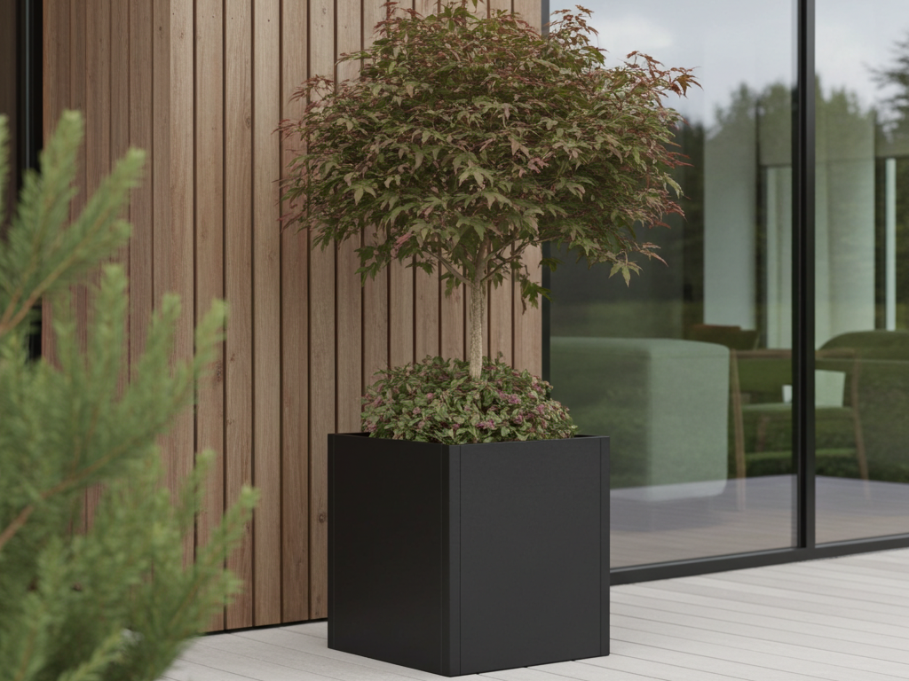 Plantekasse sortlakeret CUBY 80 x 80 x 80 cm