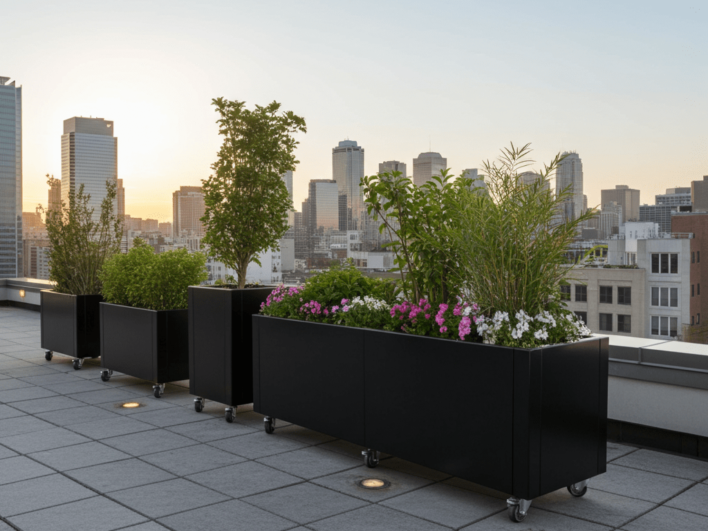 Plantekasse sortlakeret CUBY 150 x 40 x 40 cm