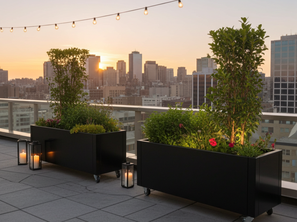 Plantekasse sortlakeret CUBY 120 x 40 x 40 cm