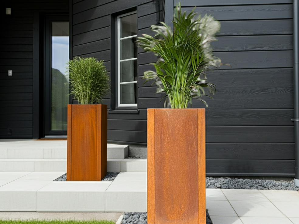 Plantekasse i cortenstål CUBY 40 x 40 x 80 cm