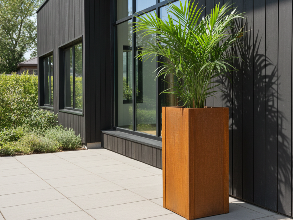 Plantekasse i cortenstål CUBY 40 x 40 x 80 cm