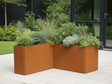Vinkel plantekasse i cortenstål EDGY 117 x 117 x 40 x 80 cm