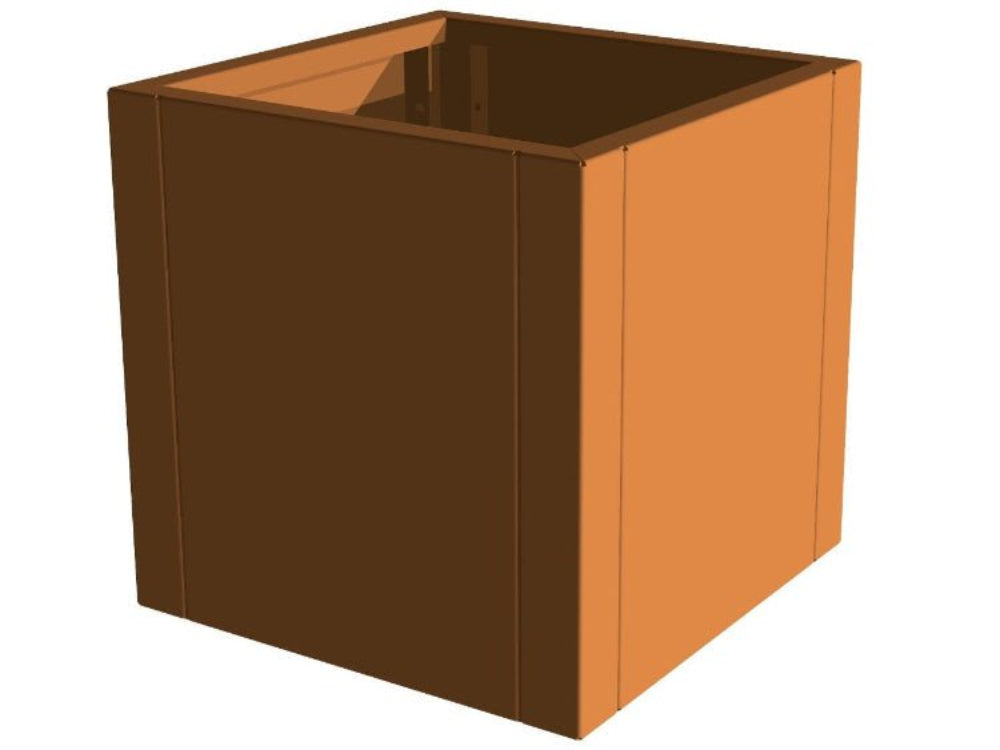 Minimalistisk CUBY plantekasse i cortenstål i kvadratisk design