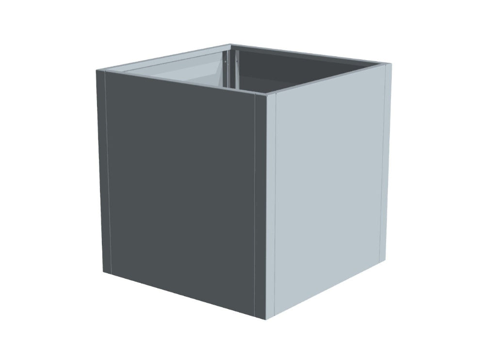 CUBY høj kvadratisk plantekasse i galvaniseret stål vist som fritstående produkt