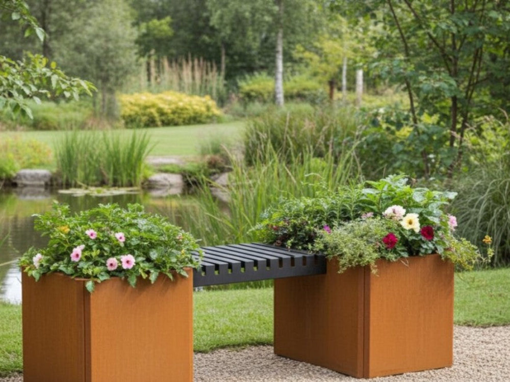 Moderne EDGY bænksæt med plantekasser og bænk