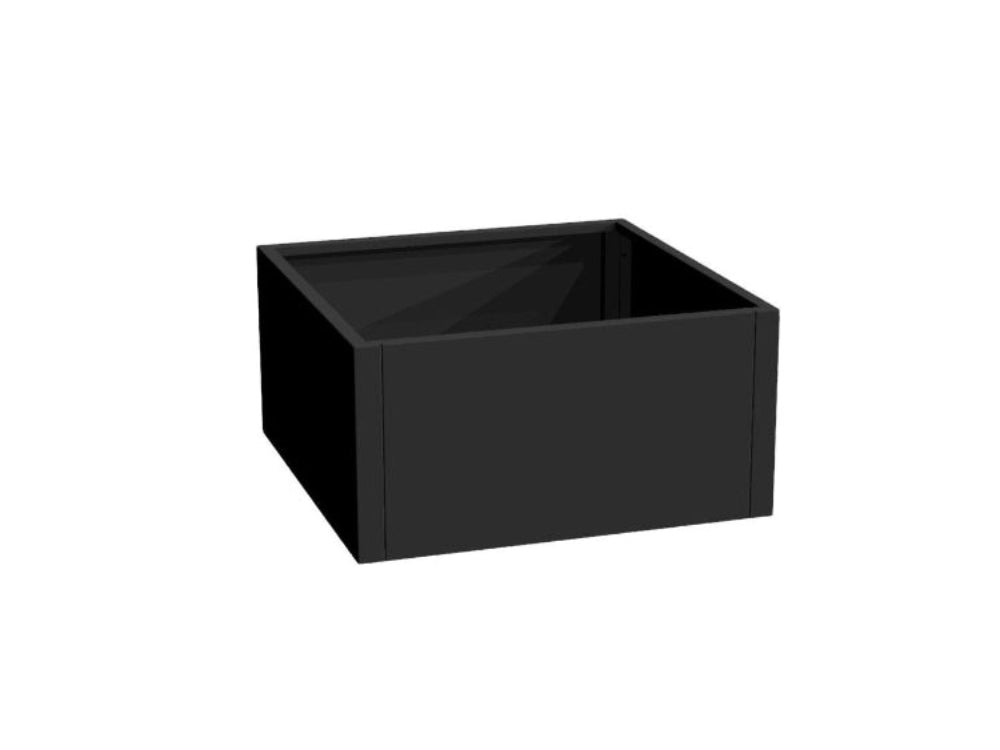 Plantekasse i sortlakeret stål CUBY 60 × 60 × 40 cm fritlagt på hvid baggrund
