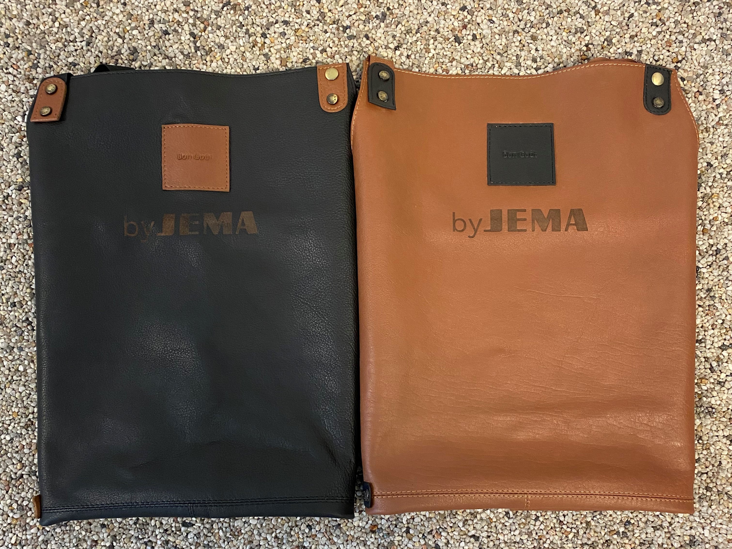 Læder forklæde med byJEMA logo